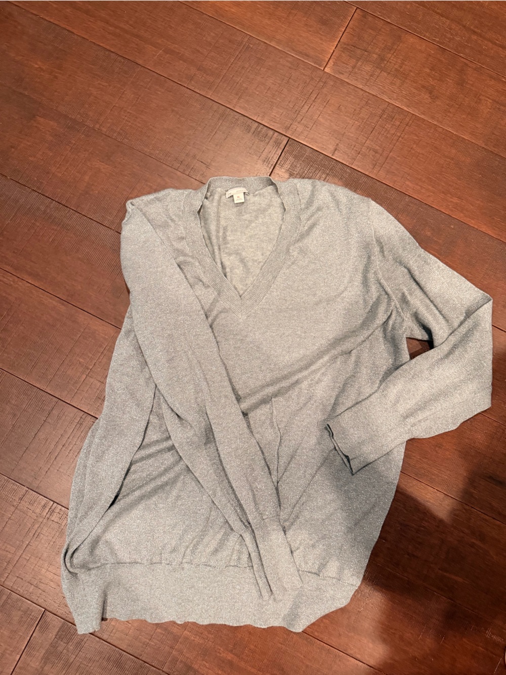 GAP Light Gray/Silver shimmery V‑Neck Knit Top